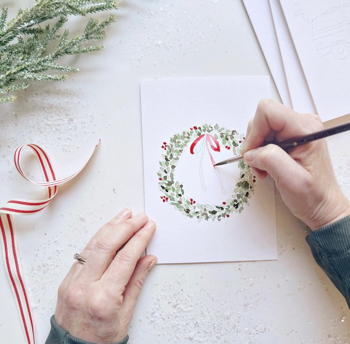 Emily Lex Studio - Christmas Cheer - Paintable Watercolor Notecards Set