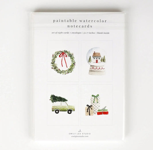 Emily Lex Studio - Christmas Cheer - Paintable Watercolor Notecards Set